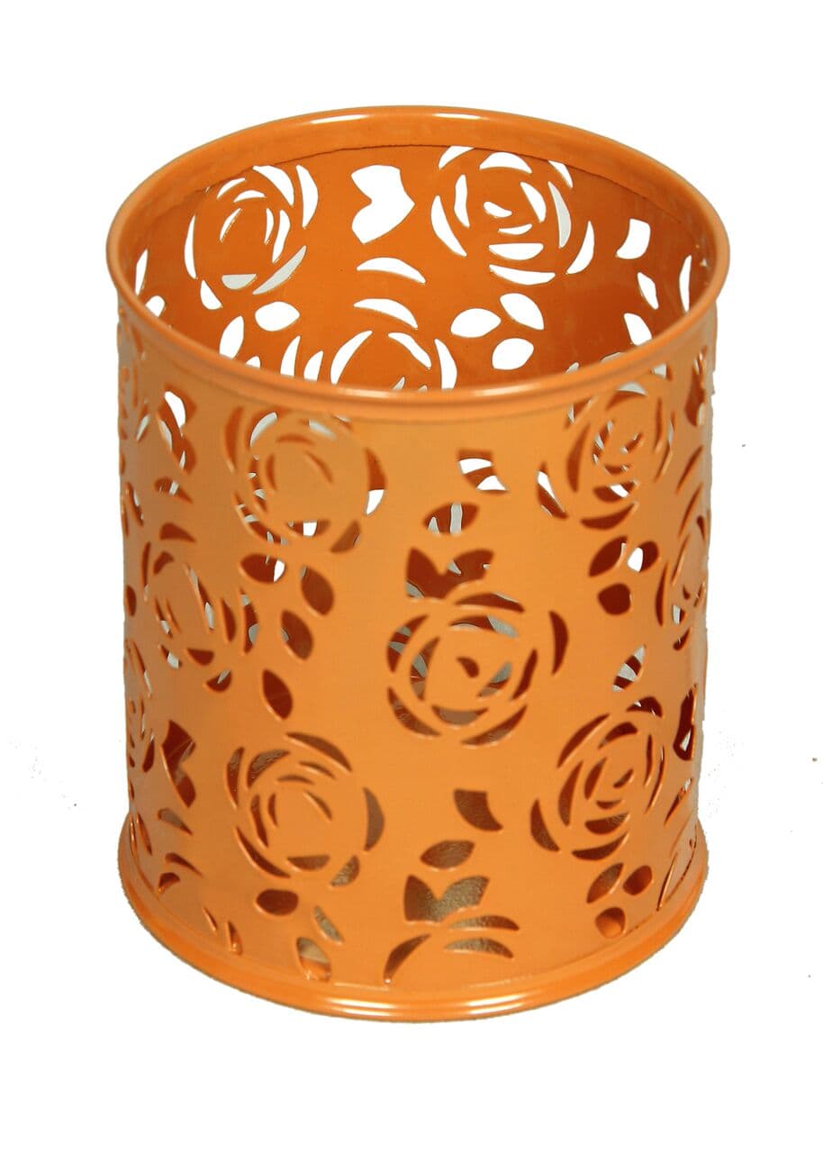 Asint Round Metal Pencil/Pen Stand  (Orange)