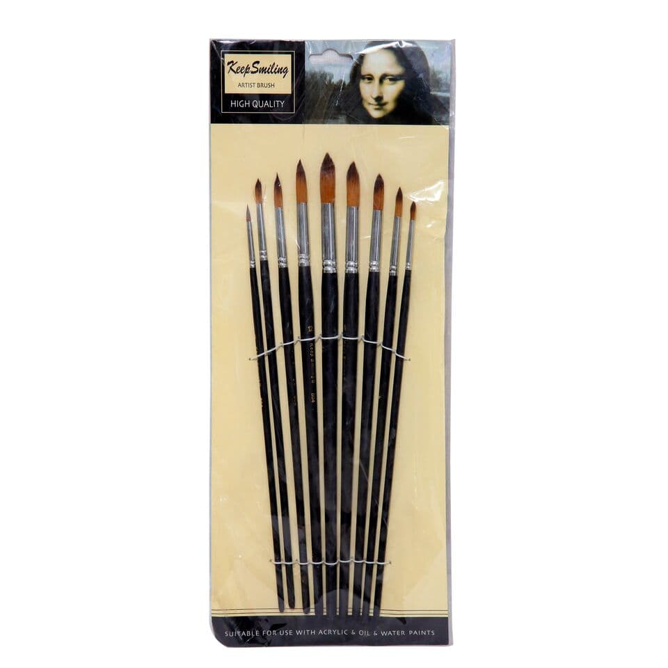 Bomega Round Artist Paint Brush Set Of 9