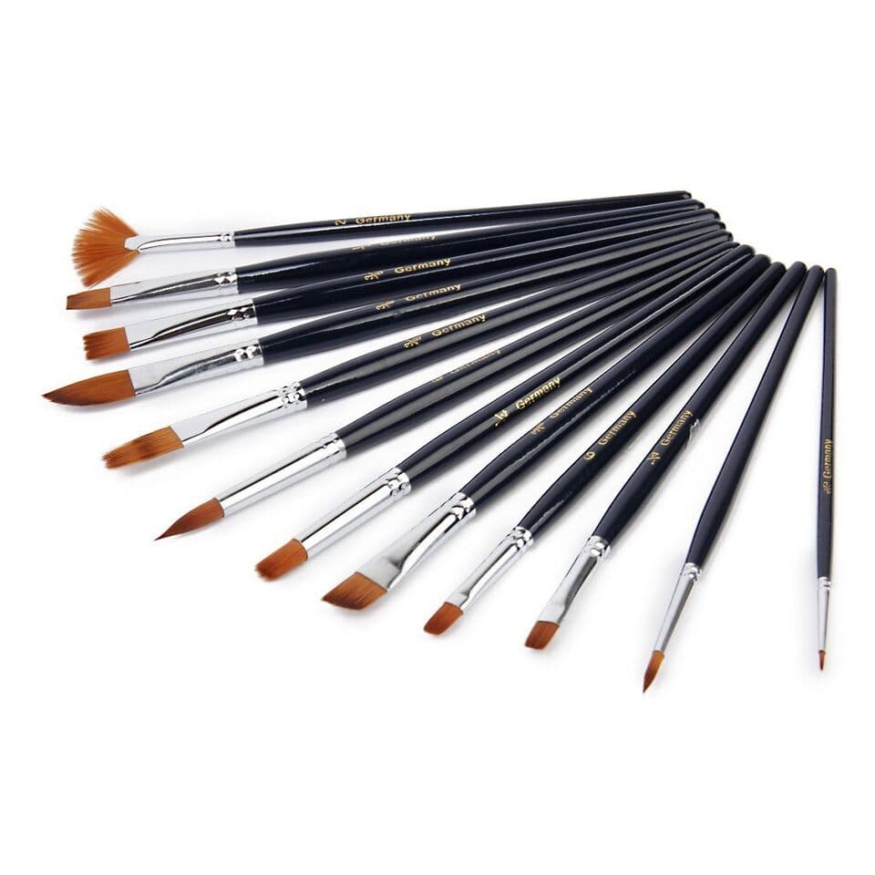 Bomega  Assorted Artist Painting Brushes Set of 12 pcs