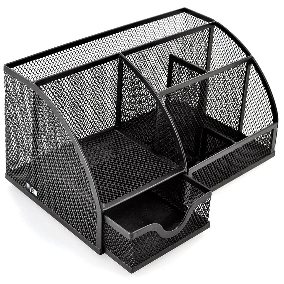 Asint Metal Mesh 6 Compartment Desk Organizer Oval Shape