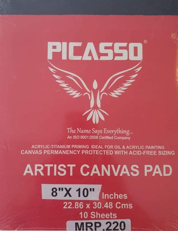 PICASSO Canvas pad of Size 8"x 10" Inches (Pack of 2)