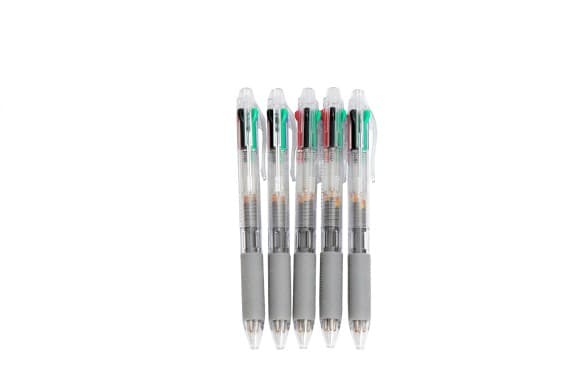 Asint 4 in 1 Set of 5  Multifunction Ballpoint Pens (0.7 mm, Transparent Body)