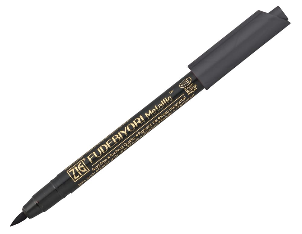 Zig Fude Brush Pen, Fudebiyori Metallic, Black No 127