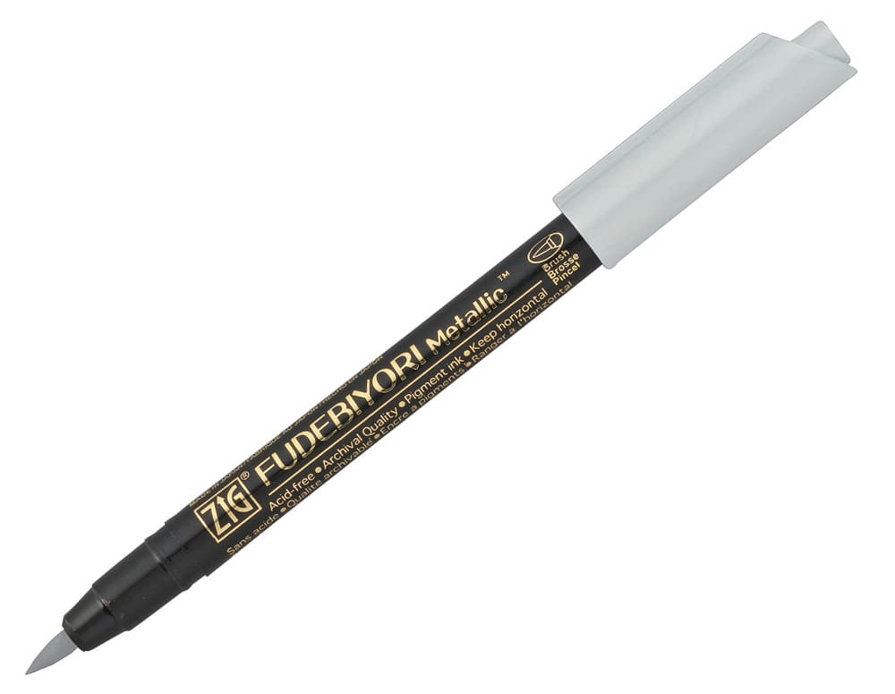 Zig Fude Brush Pen, Fudebiyori Metallic, Sliver No 102