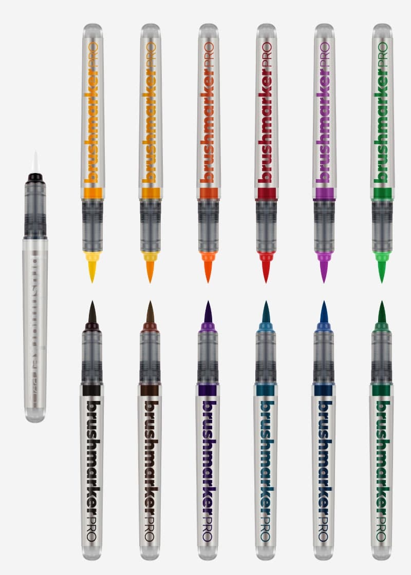 Karin Brush Marker Pro 12 pcs set- 11 Basic colours + Blender