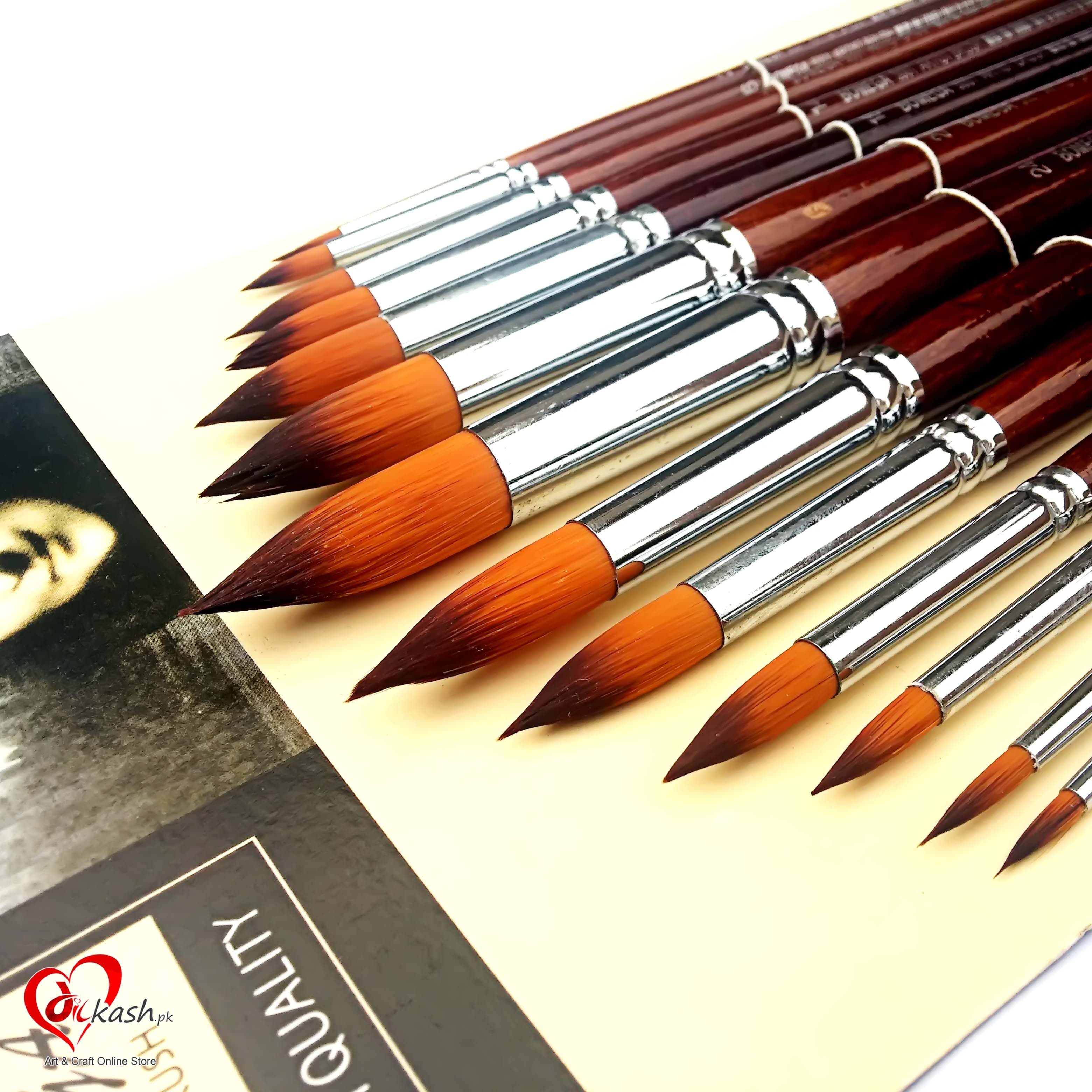 Bomega Round Best Artist Paint Brush Set (13 Brushes) for Acrylic, Watercolor Painting by Bomega Artist Brush