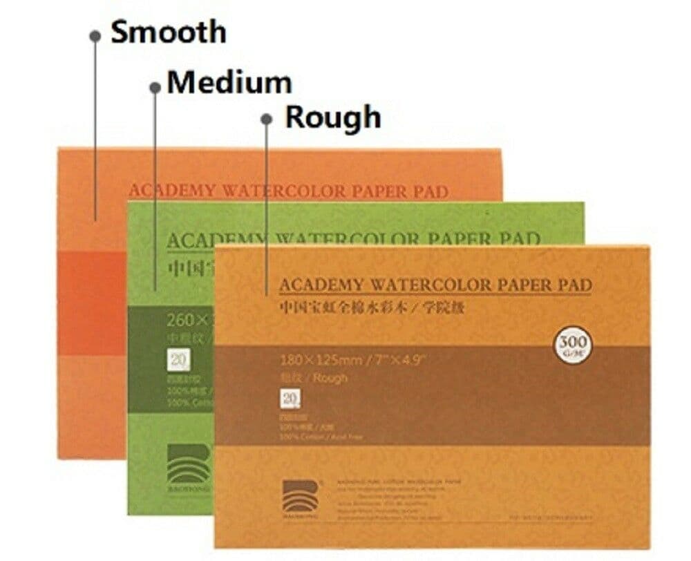 Baohong Watercolor Paper Pad 300gsm, Rough 380 x 130mm (Academy Level)