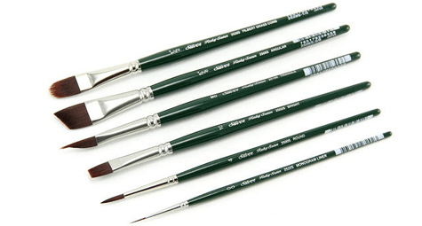 Silver Brush Ruby Satin Set of 6 Short Handle Synthetic Starter Brushes (RSS-2560S)