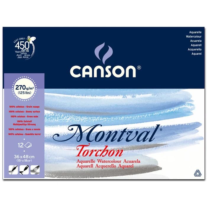 Canson  Montval  Pad-Glued on Short Side, Snowy Grain, 270gsm, 36 x 48cm