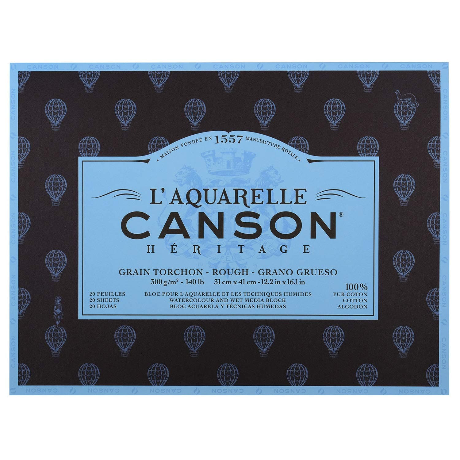 Canson Heritage Rough Grain Pad- 300gsm, 31 x 41cm, Glued on 4 sides