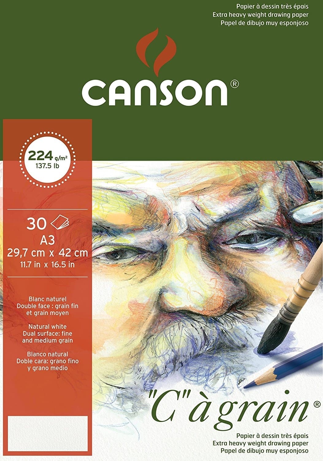 Canson C' a Grain Album- Spiral Bound on Short Side, 224gsm, A3, (29.7 x 42cm)