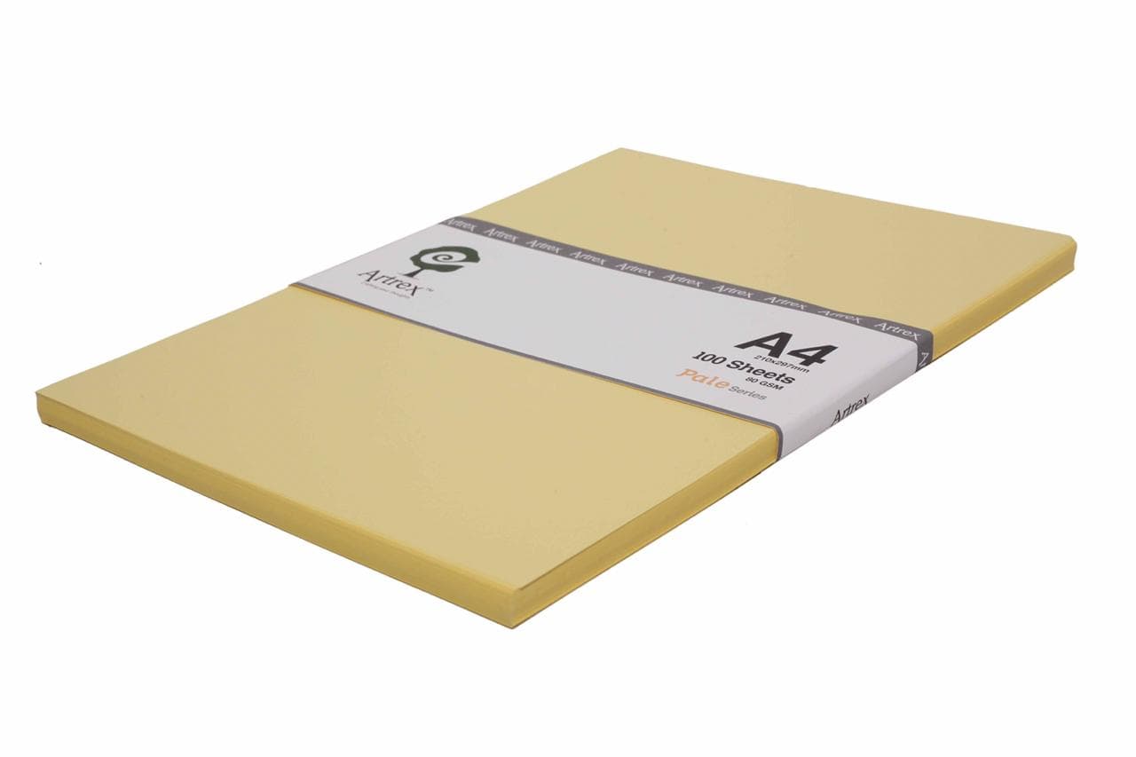 Artrex A4 Color Paper Pale Yellow 80 GSM (Pack of 100 Sheets)