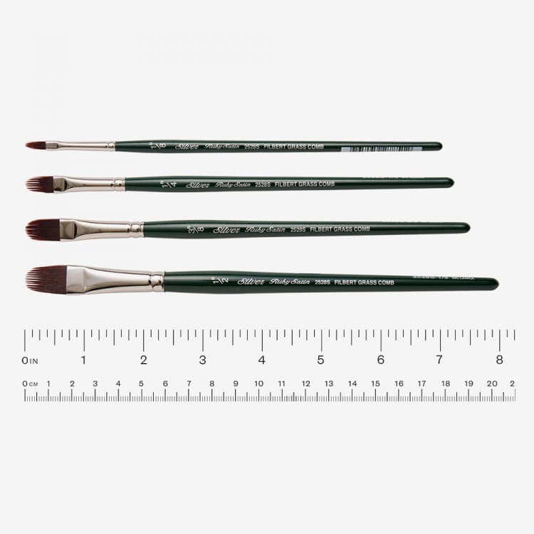 SILVER BRUSH RUBY SATIN SYNTHETIC BRUSH SERIES 2528S FILBERT GRASS COMB (OPEN STOCK)