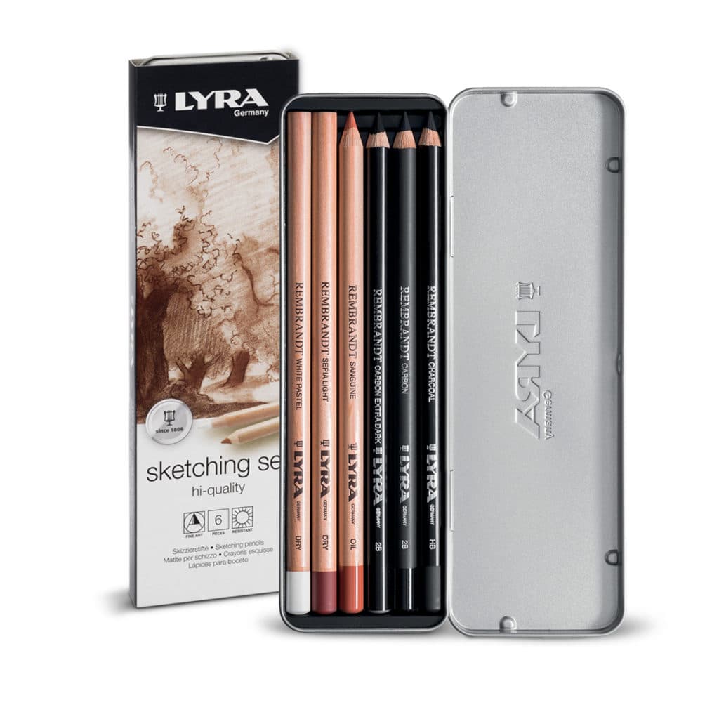 Lyra Rembrandt Sketching Set of 6 Metal Box