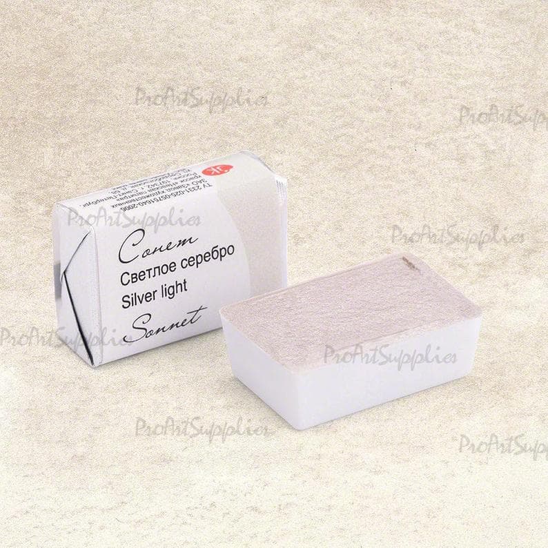 SONNET Watercolor Paint "Metallic" Tones Full Pan 2.5ml Professional Art Extra Fine Saint Petersburg RUSSIA Metallic Watercolors Silver Light Pans