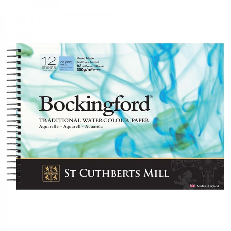 Bockingford Watercolor Spiral Pad- A3 (420mm x 297mm) 300GSM,12 Sheets CP Not White
