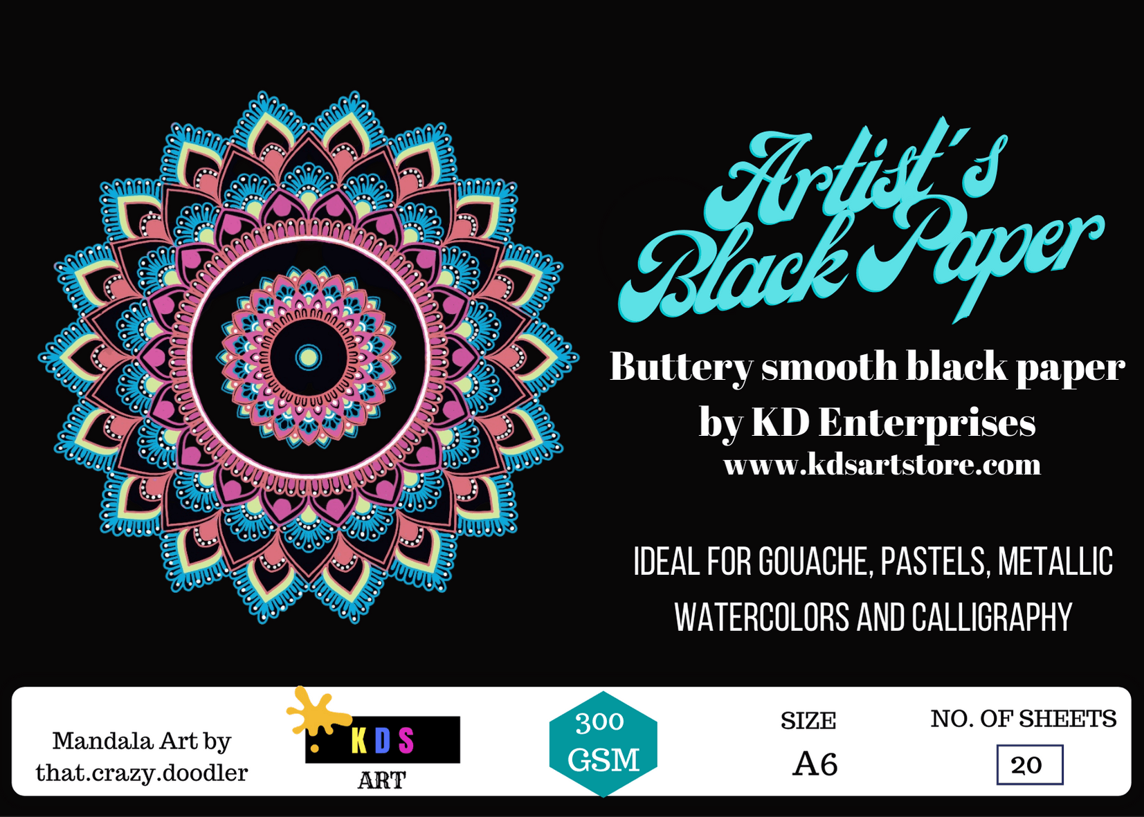KDS Art Artist's Black Paper Size A6 (PACK-2)