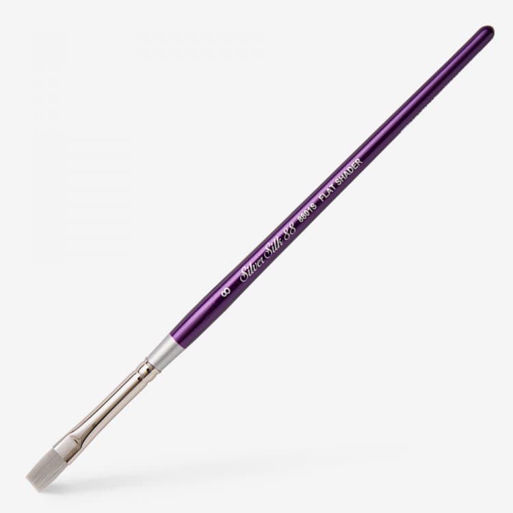 SILVER BRUSH SILVER SILK 88 SHORT HANDLE SERIES FLAT SHADER SIZE 8 (8801S-8)