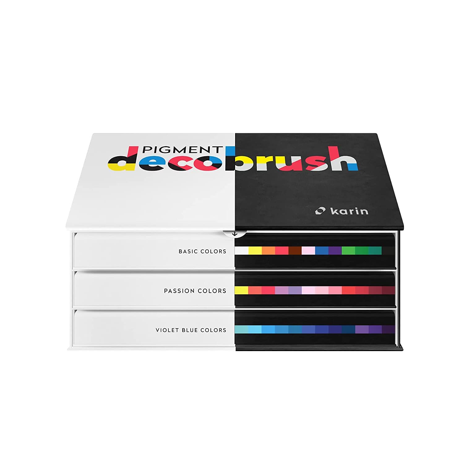 Karin Pigment Decobrush- Designer Set of 36 Pcs colors (Basic, Passion, Violet -BLUE)