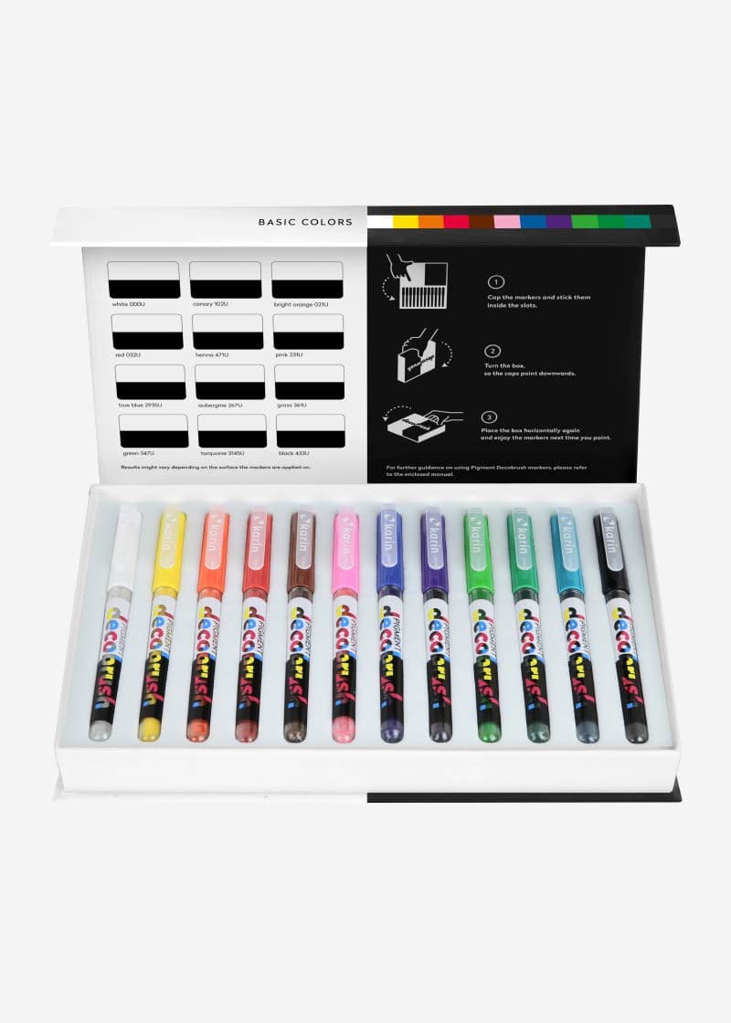Karin Pigment Decobrush- Basic Colors Set of 12 Pcs
