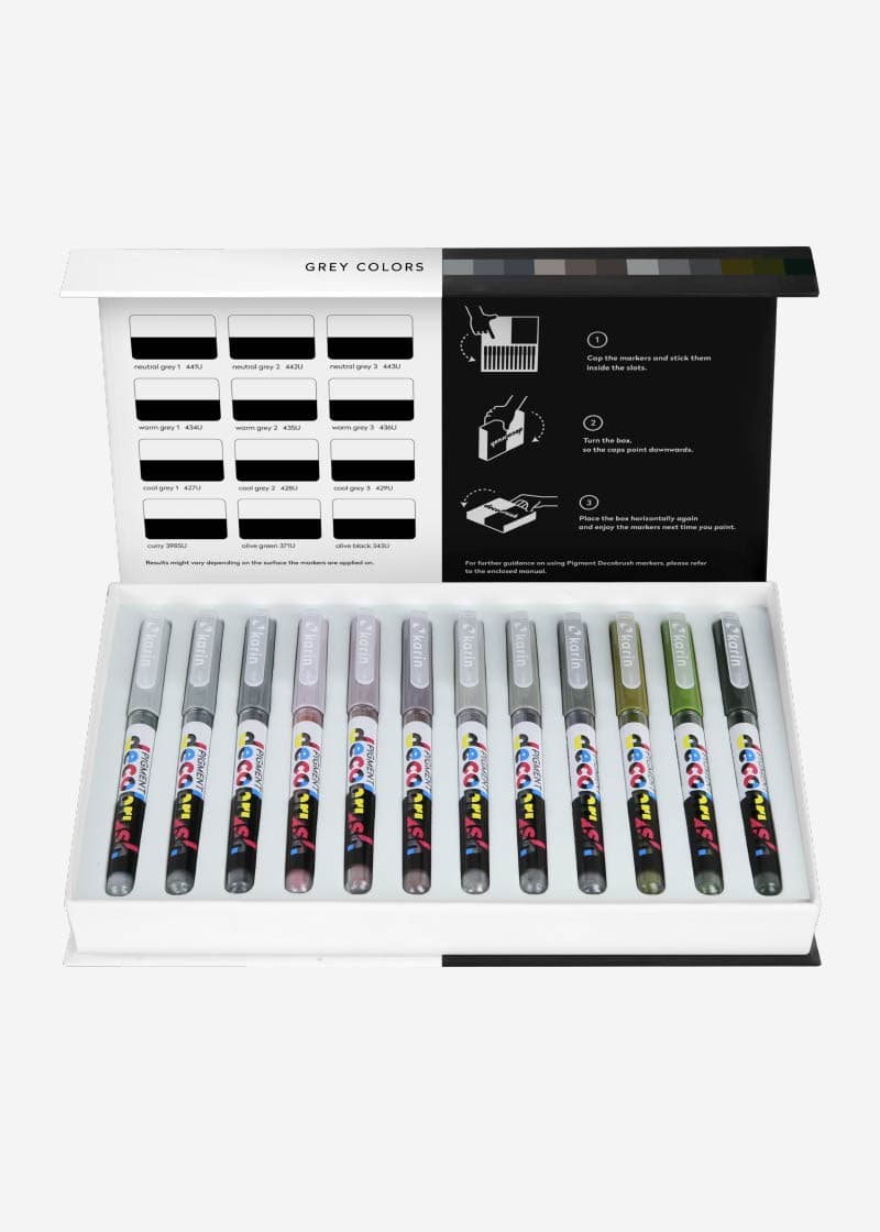Karin Pigment Decobrush- Gray Colors Collection Set of 12 Pcs