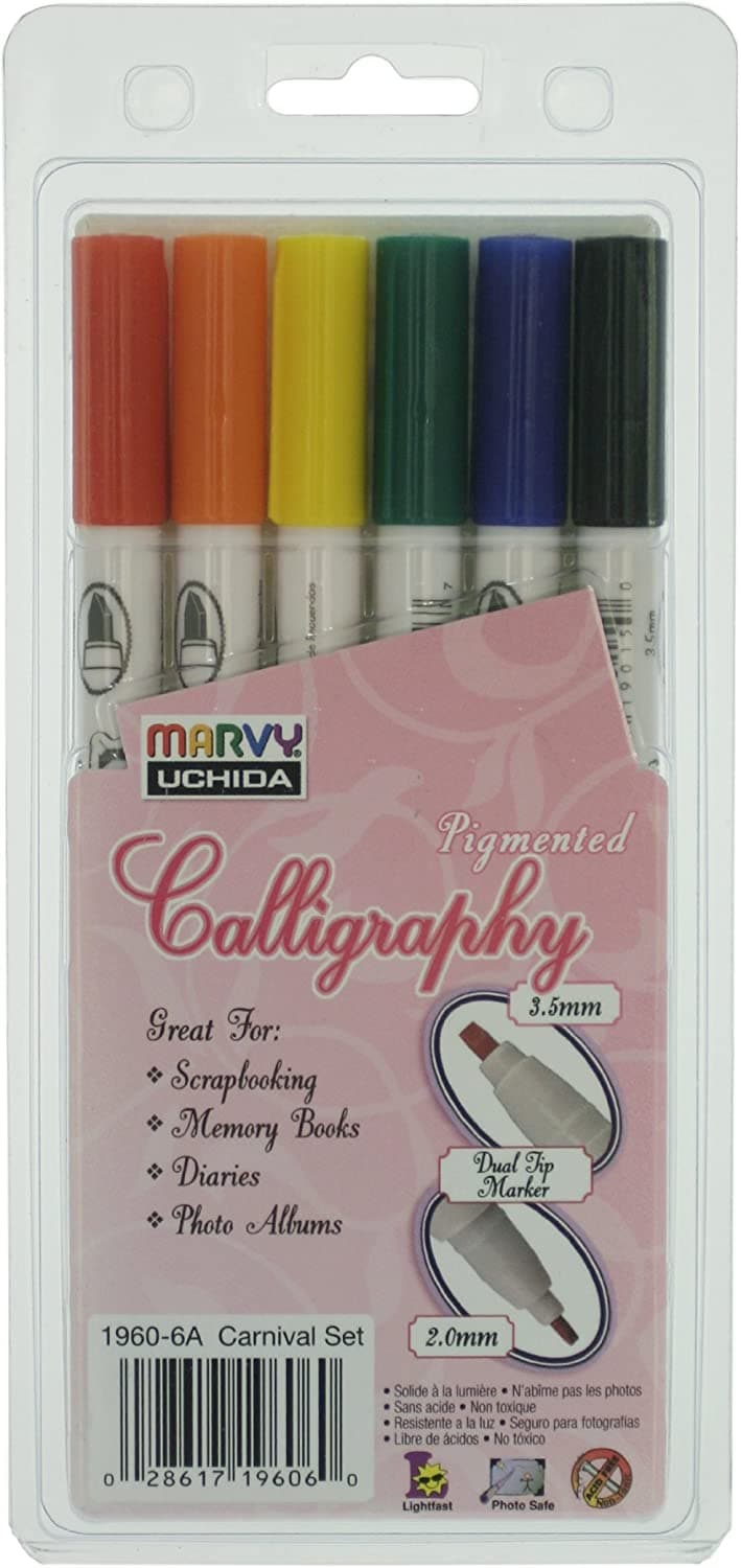 Marvy Uchida 1960-6A Calligraphy Pigmented Carnival Set of 6
