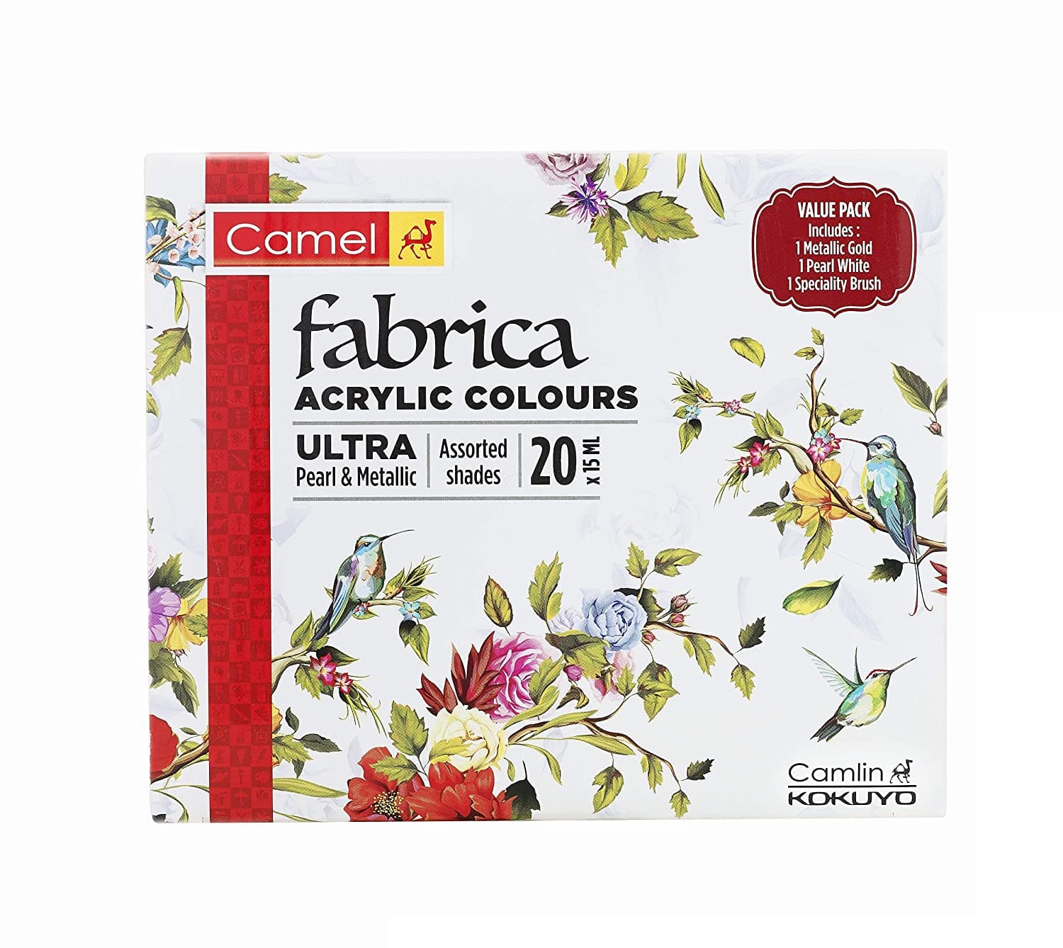 Camel  Fabrica Acrylic Colors Ultra Pearl & Metallic - Set-20 Shades, 15ml Each
