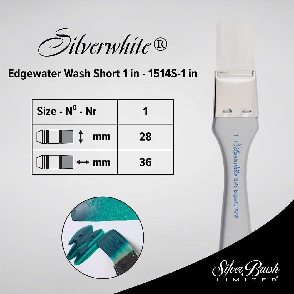 Silver Brush Silver White Taklon Series Edgewater Wash Brush Short Handle Size 1(1514S-1)