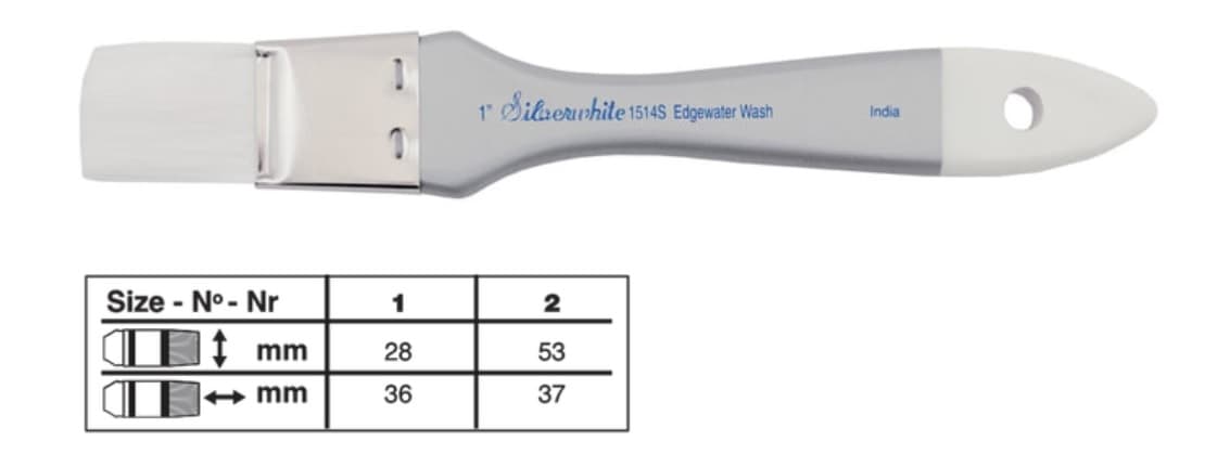Silver Brush Silver White Taklon Series Edgewater Wash Brush Short Handle Size 2 (1514S-2)