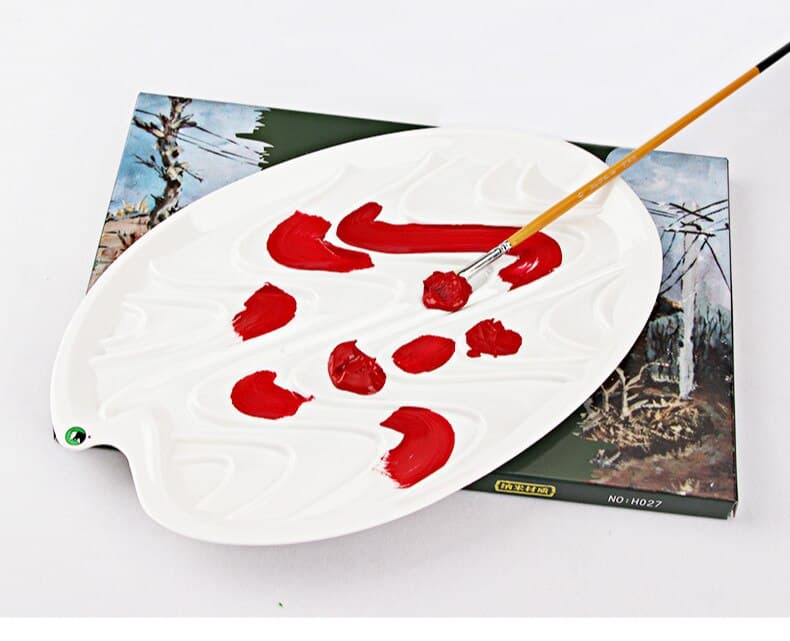 Kds Art 1pcs Resin Artist Paint Palette Imitation ceramic oval Designed Tray for Watercolor Gouache Painting Wave pattern 9" x 12" inch