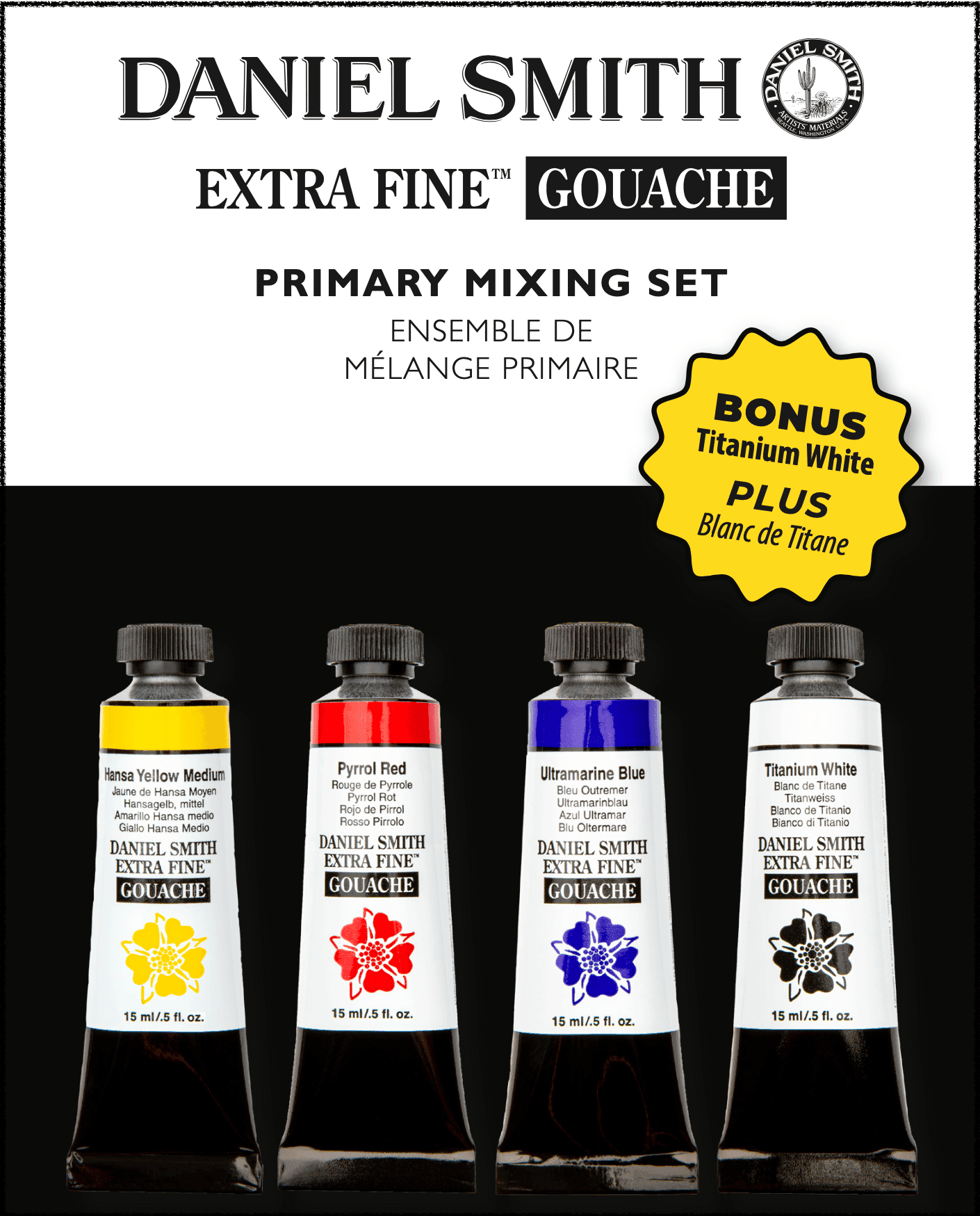 DANIEL SMITH GOUACHE PRIMARY MIXING 15ml SET OF 4