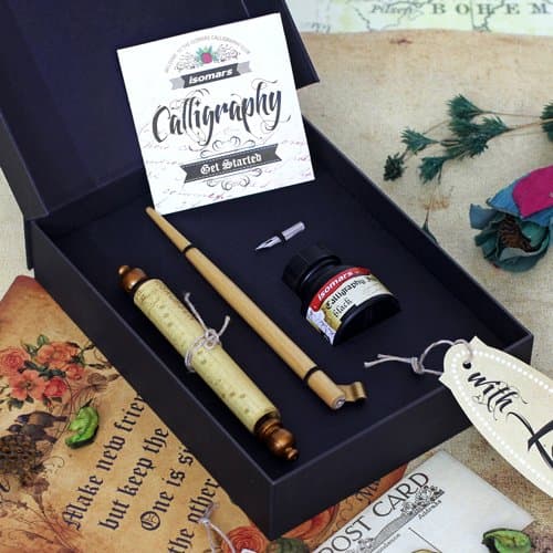 Isomars Calligraphy Pen Set with 1 Wooden Oblique Holder,1 Nib for Beginners and Professionals