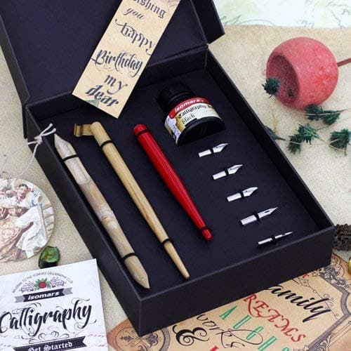Isomars Calligraphy Pen Set For Copperplate Calligraphy with Dip & Flex Nibs, Holders and Calligraphy Ink