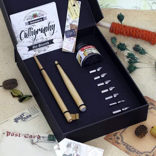Isomars Calligraphy Pen Set For Copperplate Calligraphy with Dip & Flex Nibs, Holders and Calligraphy Ink