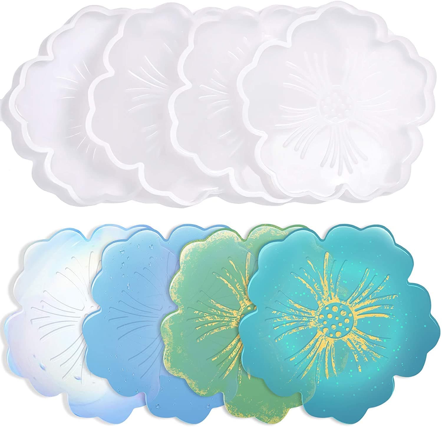 Art Shark Flower Shape Silicon Mould for Epoxy Resin, Keychain Charms, Jewelry Pendant ,Candle etc