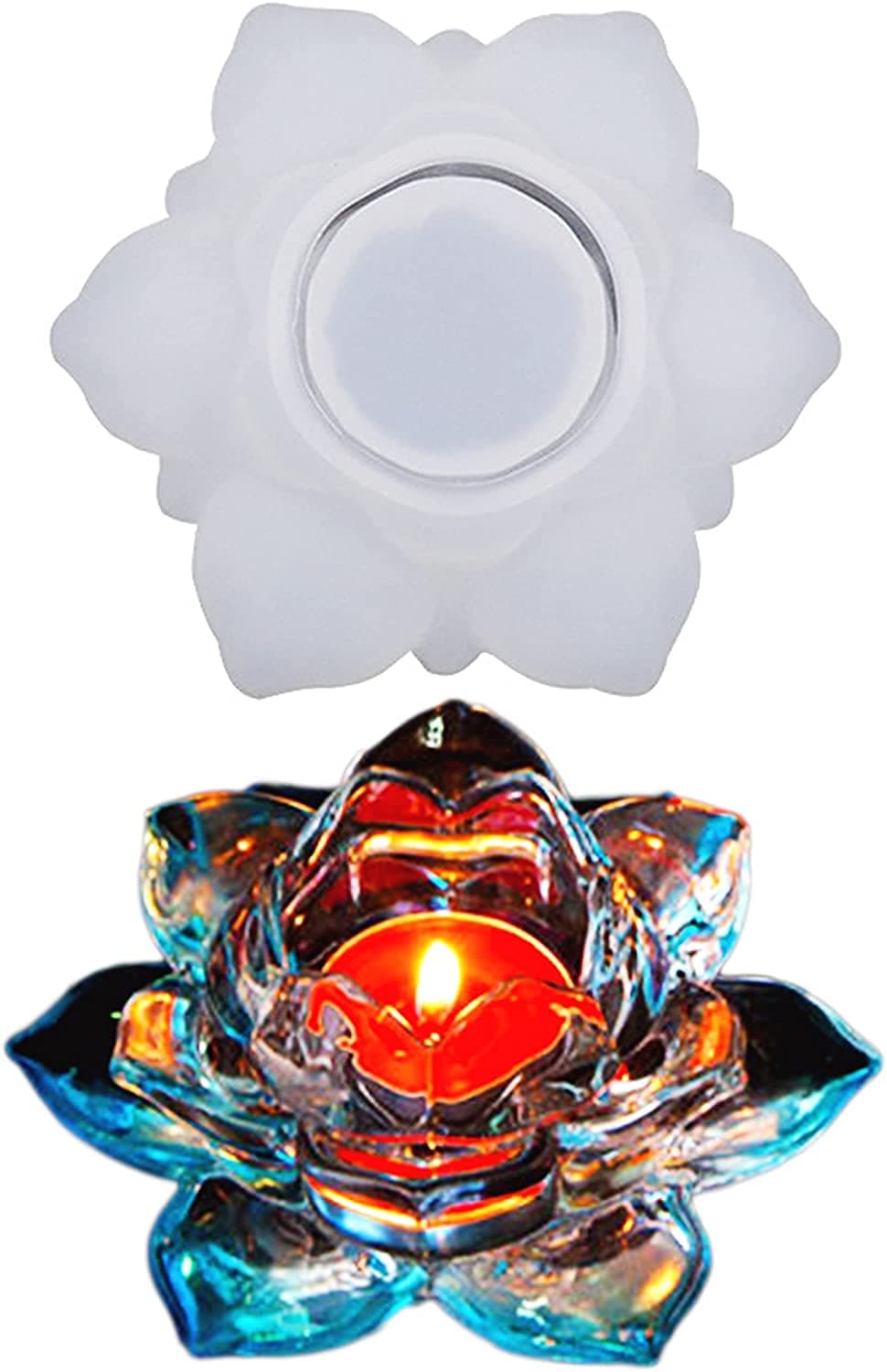 Art Shark Lotus Shape Candle Holder Silicon Moulds, for  Epoxy Resin, Keychain Charms, Jewelry Pendant ,Candle etc.