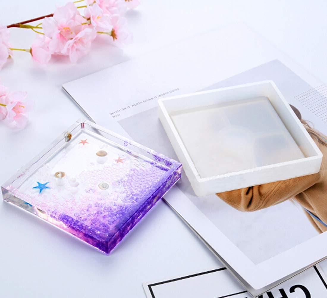 Art Shark Rectangular Shape Multipurpose Silicone Mould for Epoxy Resin, Keychain Charms, Jewelry Pendant ,Candle etc. (10X14cm)