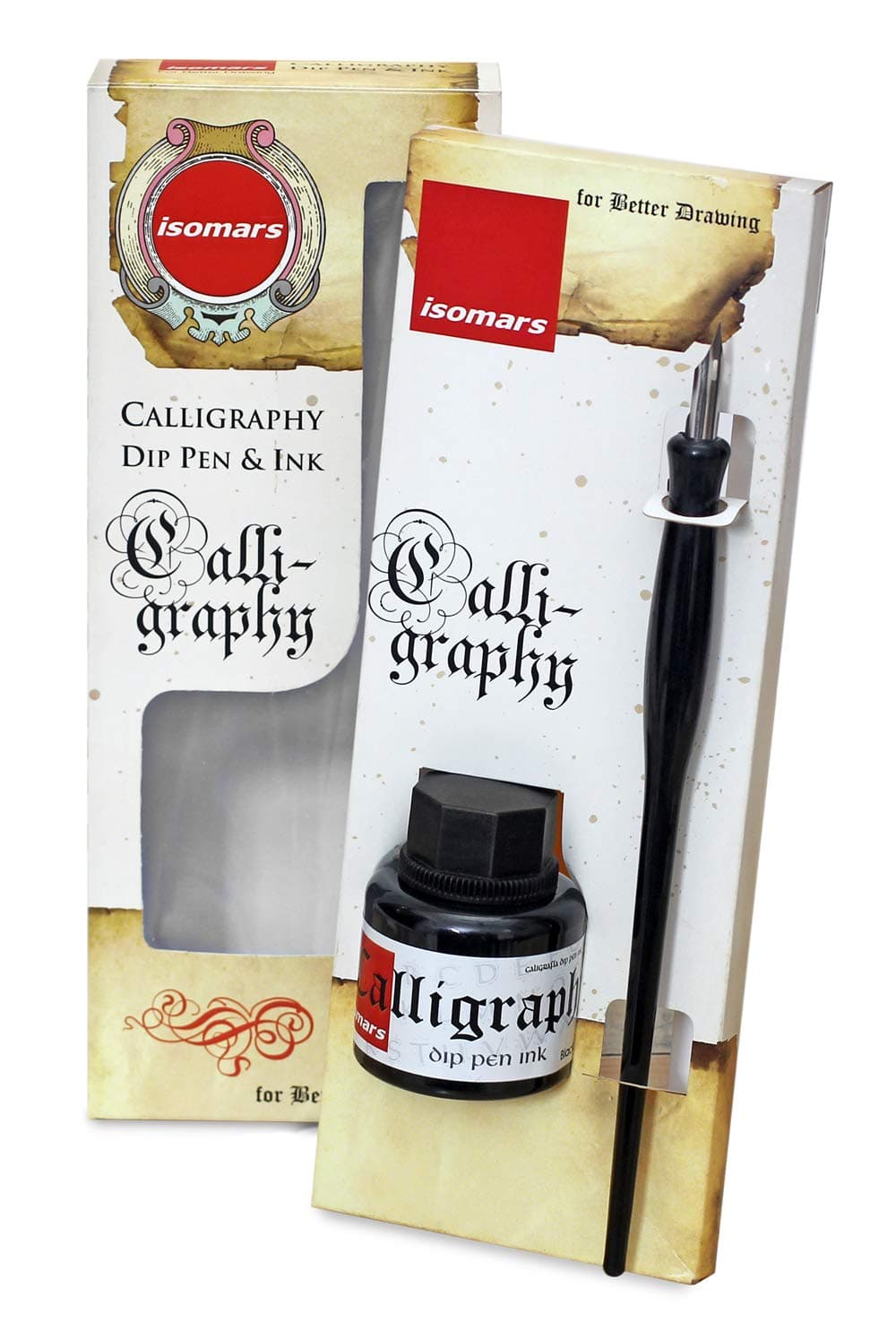 Isomars Dip Pen Holder Set with Black Ink - Comes with Flex Dip Nib