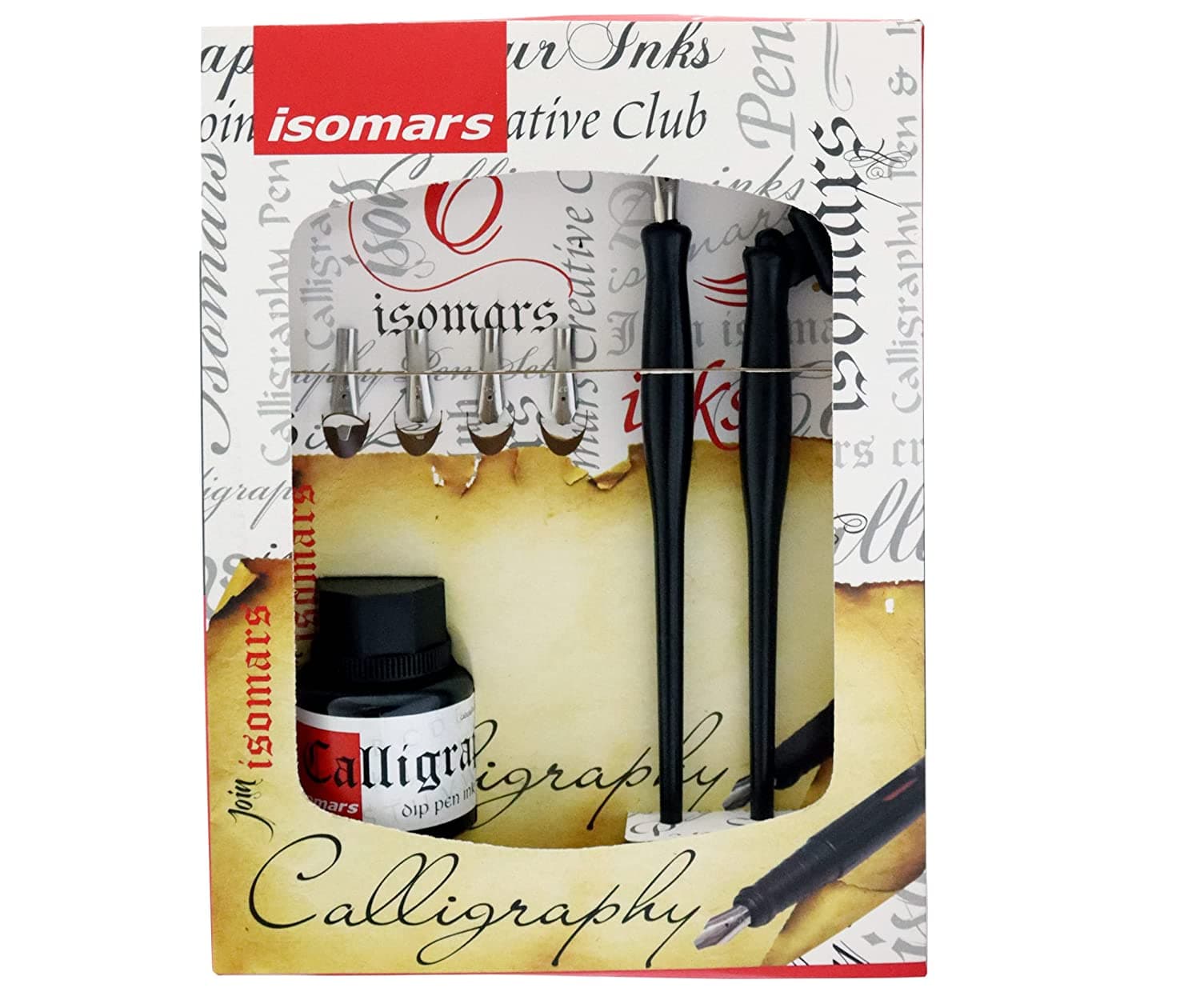 Isomars Calligraphy Pen Sets For Beginners For Copperplate Calligraphy with Flex Nibs, Dip Nibs, Holders & Calligraphy Ink