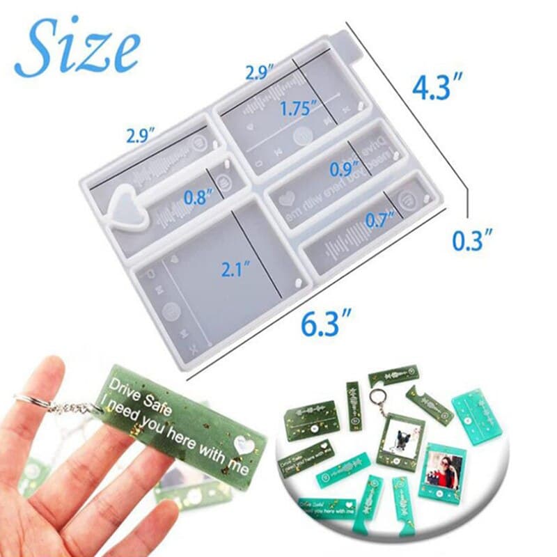 Art Shark Different Rectangular and square shape Music Player Key Chain Silicon Mould for Epoxy Resin, Keychain Charms, Jewelry Pendant ,Candle etc.