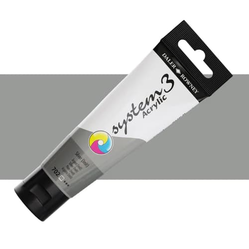 DALER ROWNEY : SYSTEM 3 ACRYLIC PAINT : 150ML : SILVER IMIT (702)
