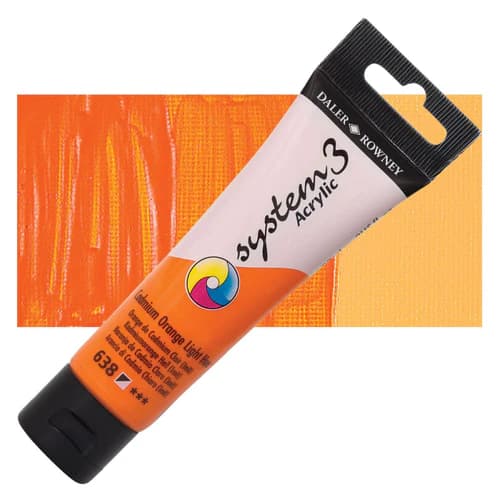 DALER ROWNEY : SYSTEM 3 ACRYLIC PAINT : 150ML : CADMIUM ORANGELIGHT HUE (638)