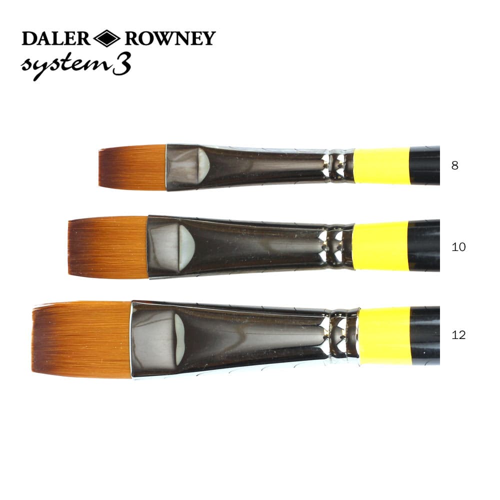 Daler Rowney System 3 Flat Bright Brushes Long Handle Series SY41 Size 8