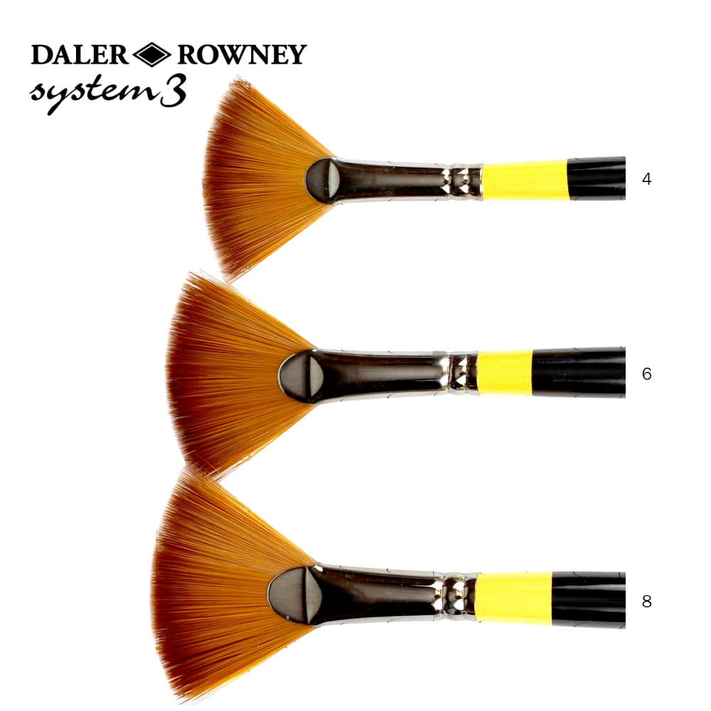 Daler Rowney System 3 Fan Brushes Long Handle Series SY46 Size 8