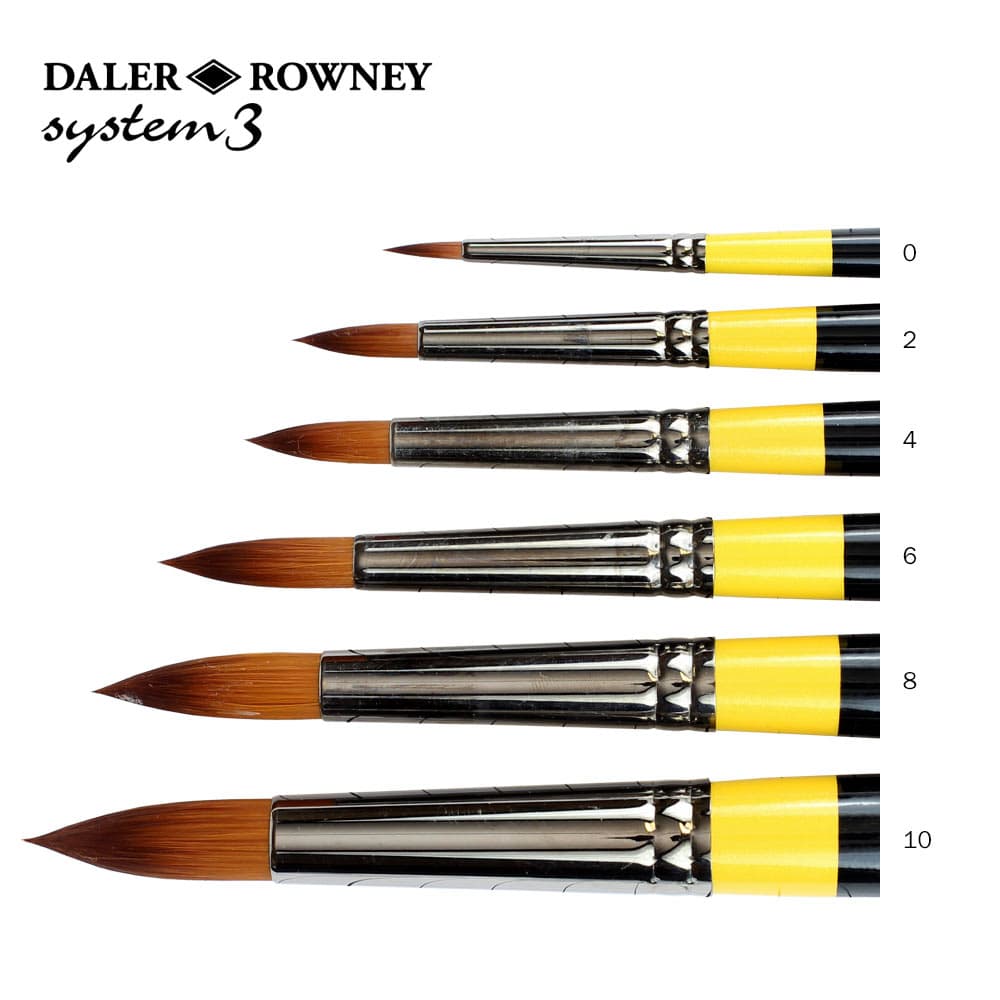 Daler Rowney System 3 Round Brushes Long Handle Series SY45 Size 6