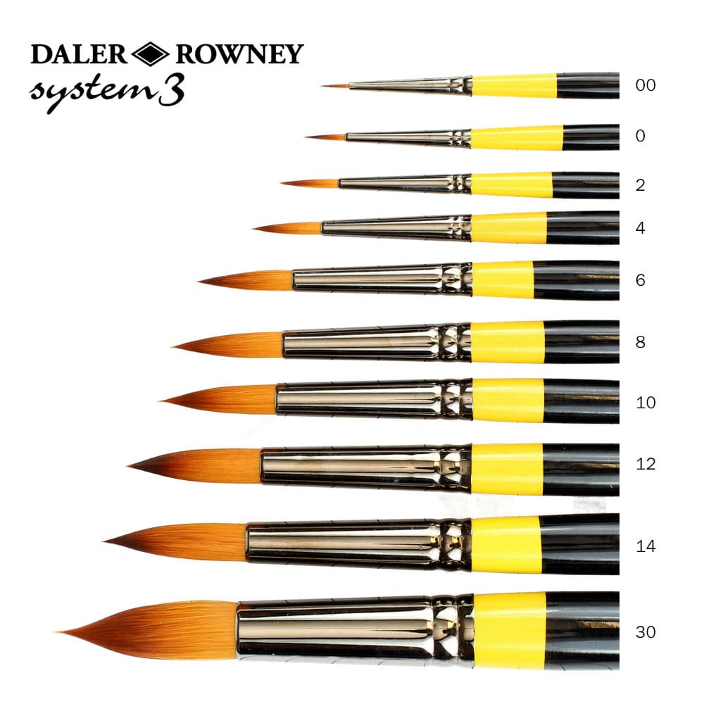 Daler Rowney System 3 Round Brushes Short Handle Series SY85 Size 10