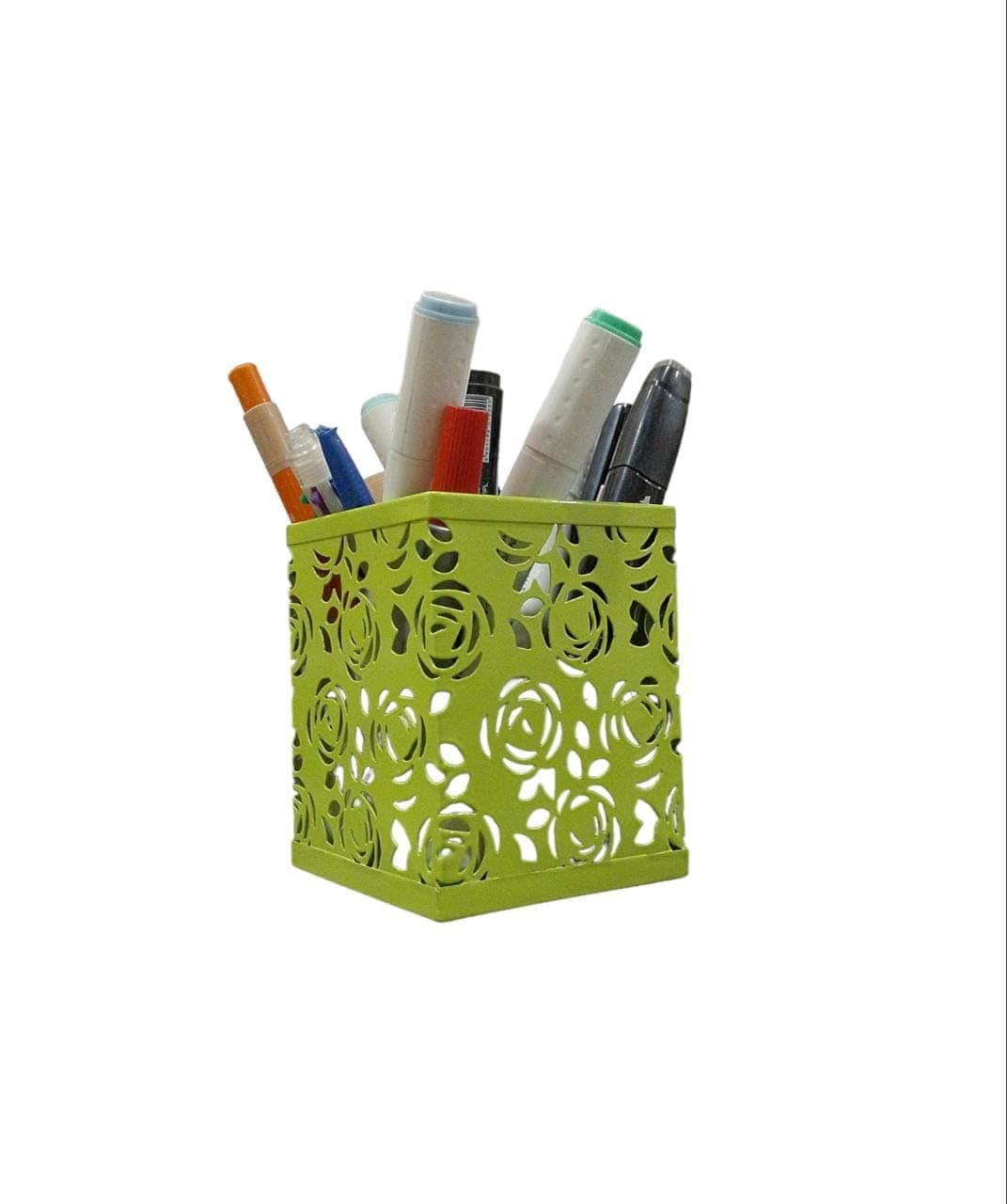 ASINT_Metal Mesh Pencil/Pen Stand Square Pen Cups (Light Green)