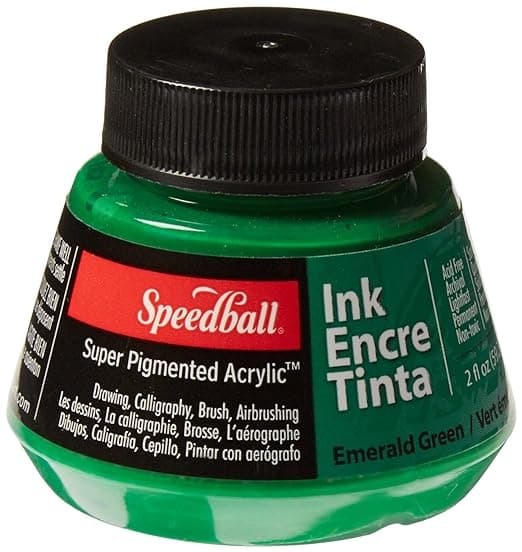 Speedball 2-Ounce Super Pigmented Acrylic Ink, Emerald Green 3153