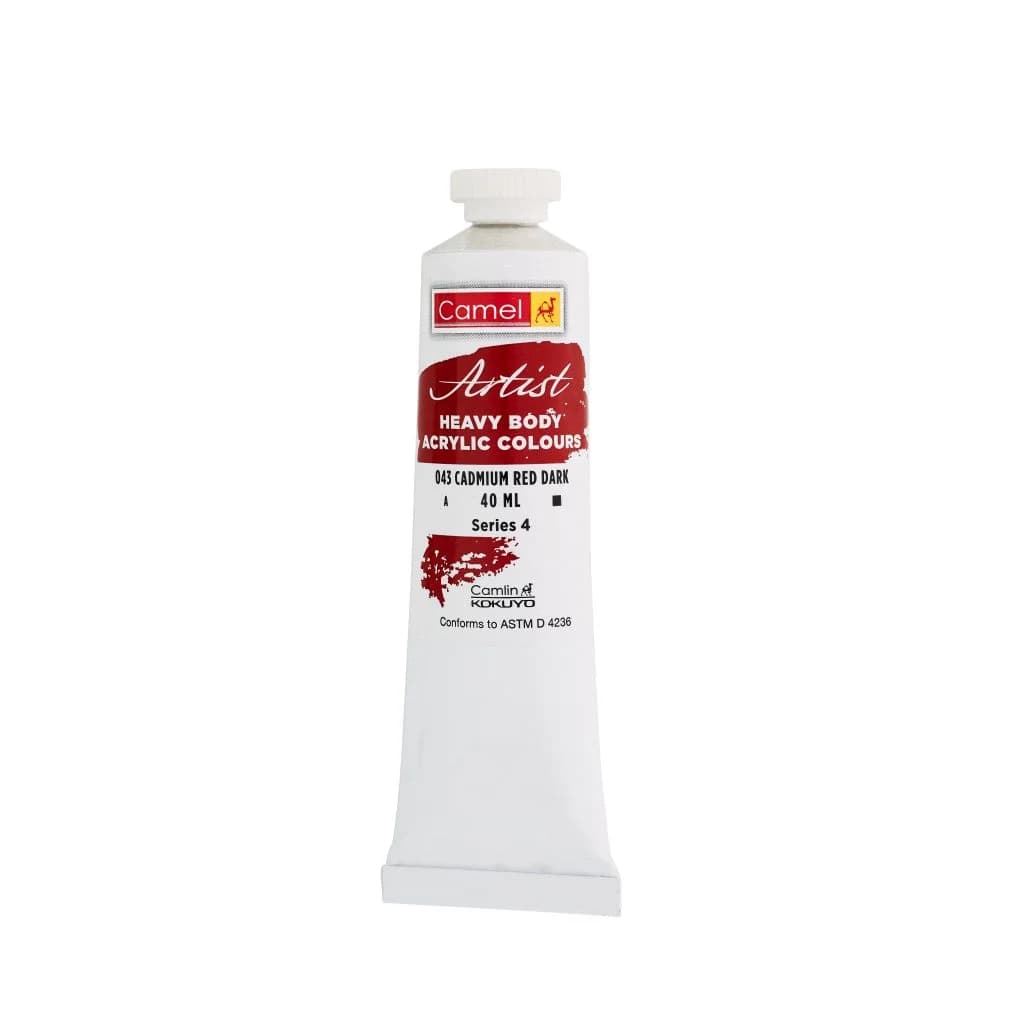 Camel Heavy Body Acrylic Color Cadmium Red Dark 40ml Tube