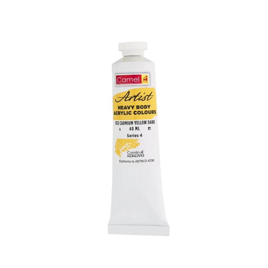 Camel Heavy Body Acrylic Color Cadmium Yellow Dark 40ml Tube
